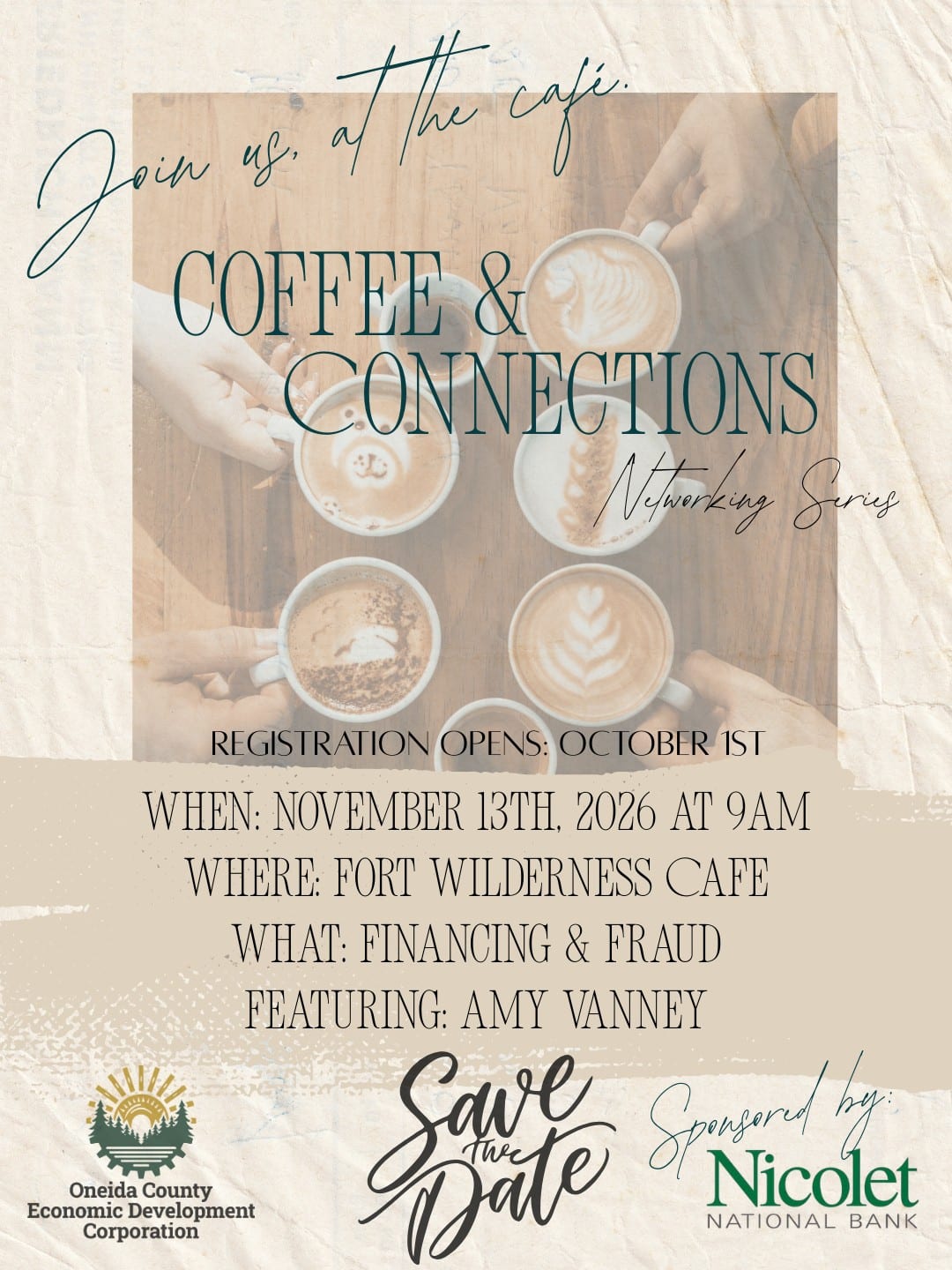 Coffee & Connections Women's Meet-Up save the date, November 13, 2026